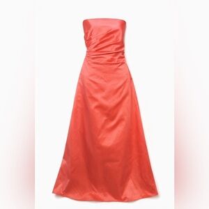 Vintage Cache Strapless Coral Formal Evening Gown Size 12 Made in USA